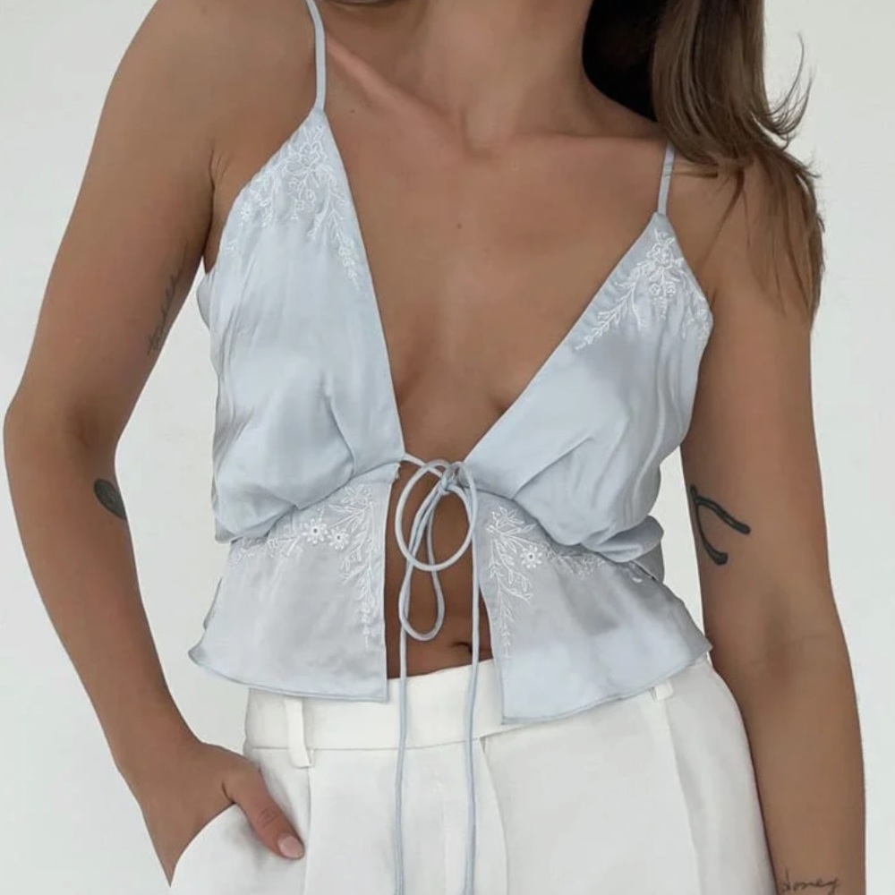 Light Blue Tie Top